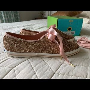 Keds x kate spade Rose Gold Glitter shoes 10M NIB